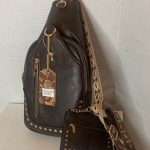 Elegant Black Leather Belt Bag with Gold Details